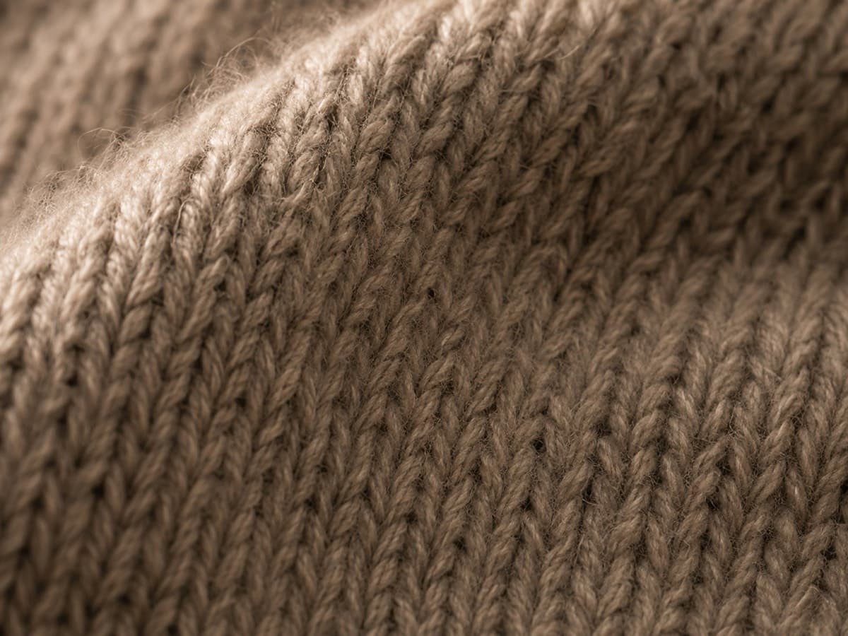 Macro of four-ply cashmere with deep plush loops