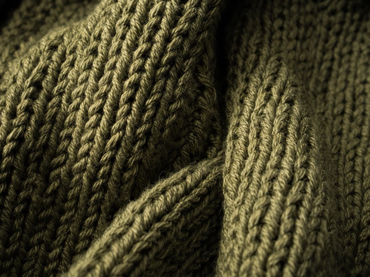 Macro of chunky cotton knitting with dense loops