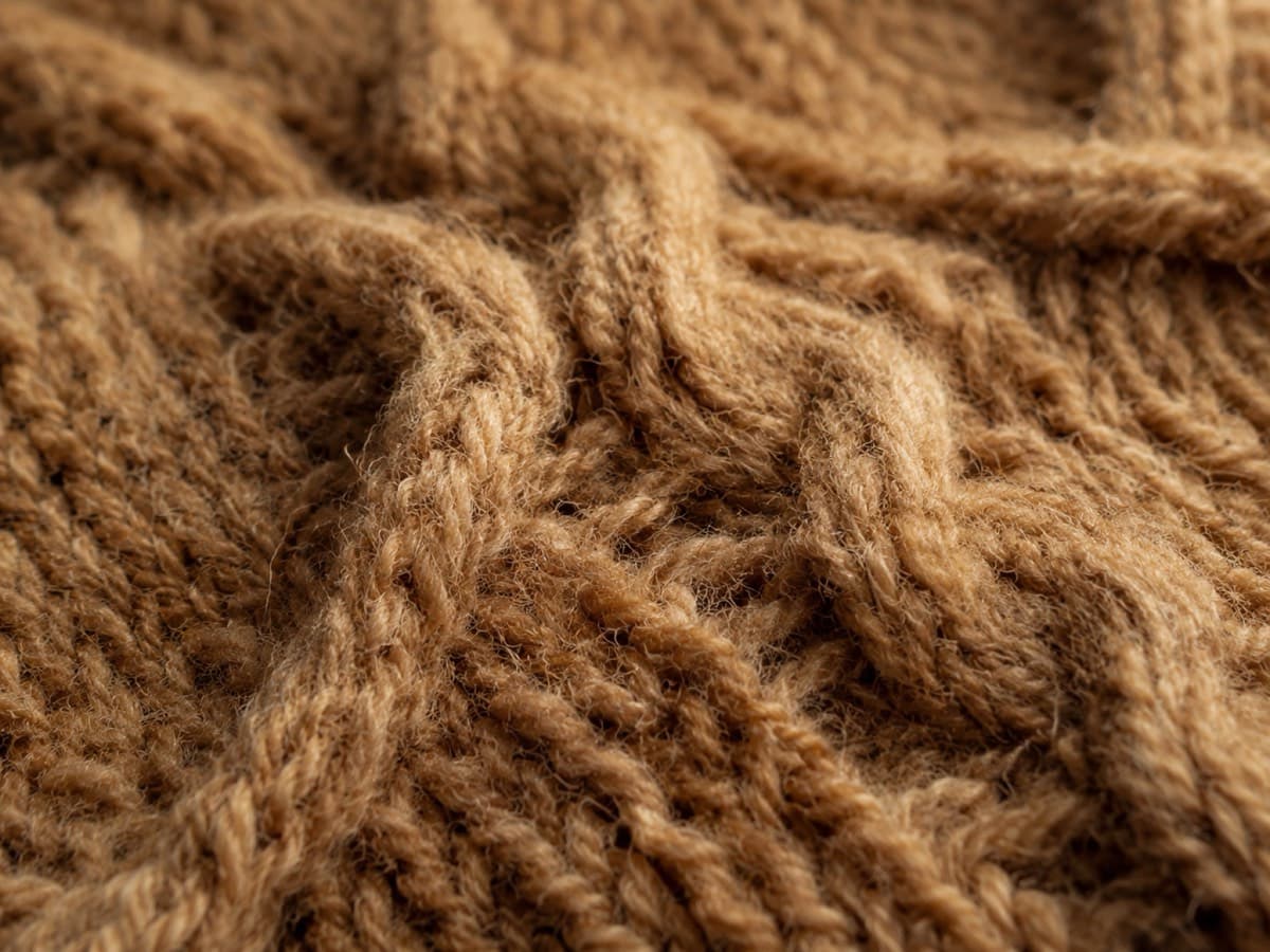 Macro of a lambswool cable with soft edges