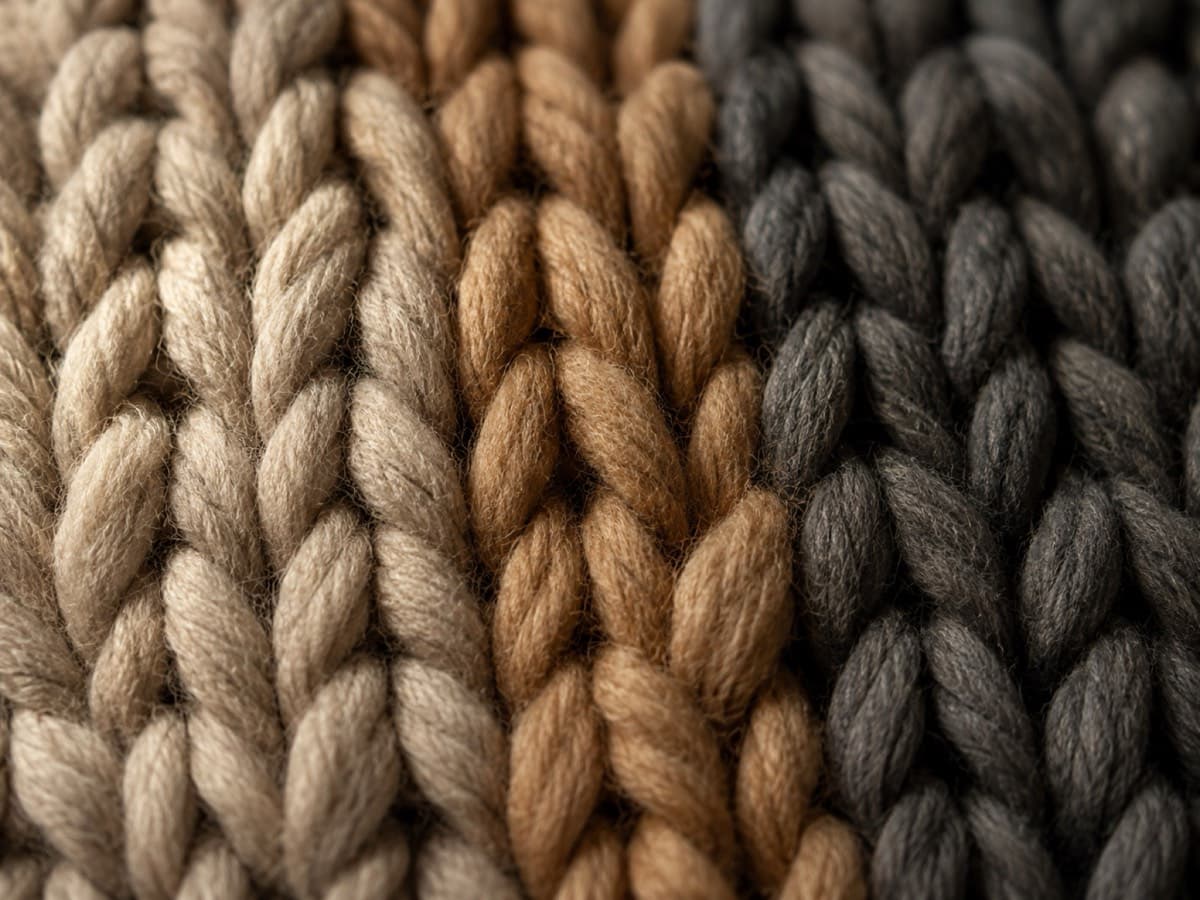 Macro of chunky four-ply merino stockinette